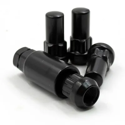 Lug Wheel Lock Nuts Black 9/16-18 Bulge Acorn Locking Lugs 1.9  Tall Set Of 4 • $14.97