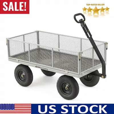 1000lb Steel Utility Wagon Cart Garden Lawn Outdoor Heavy Duty With 13  Tires US • $226.57