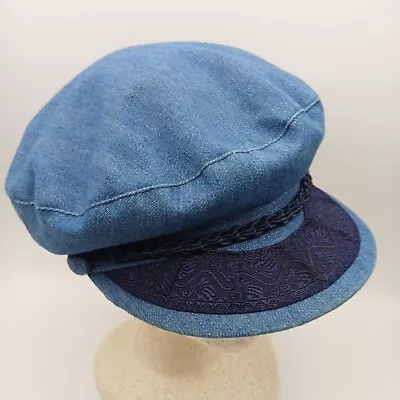 Vintage Folios Authentic Greek Fishermans Cap Denim Hat Mariners Sailor Newsboy • $85.44