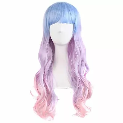 MapofBeauty 28  Wavy Multi-Color Lolita Cosplay Wig Party Wig Light Blue/Ligh... • $20.73