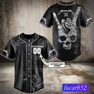 Personalized Name And Number Metallica Rock Band Skull Baseball Jersey Shirt • $30.46