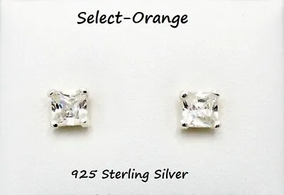 Men Women Kids Square White 925 Sterling Silver Diamond Cut Stud Earrings 3MM • £3.99