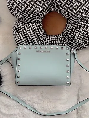 Michael Kors Selma Stud Medium Saffiano Leather Messenger Celadon Bag New • $129