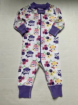 Euc Pre-owned Infant Girls Hanna Andersson Owls One-piece Sz-60 (6-9 Mths) • $19.99