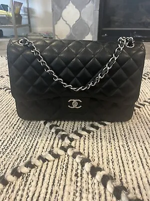 Chanel Black Caviar Double Flap Jumbo Bag • $5200