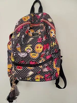 Betsy Johnson Backpack Smiley Face Skeleton Hearts Bunny Bow Leather Bottom • $32