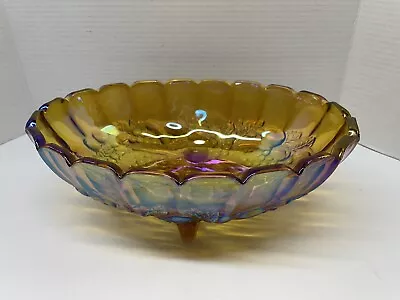 Vintage Amber Carnival Glass Oval Footed Bowl. Penny Glass. No Chips Or Cracks • $37.89