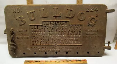 ANTIQUE 1921 TIDEWATER Engr. No.224 CAST IRON 19¼ X10   BULLDOG STOVE DOOR  • $179.08