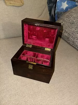Antique Early Victorian Vanity Jewelry Travel Box With Key Damage To Wood • $0.99