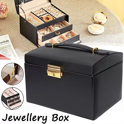 Jewellery Organiser Travel Jewlery Case 3 Layers Jewelry Earring Organizer Box • £16.89