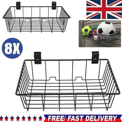 Black Grid Mesh/Slatwall Basket Retail Shop Heavy Duty Display Storage Basket 8x • £59.79