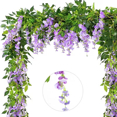 Artificial Ivy Wisteria Garland Silk Vine Fake Garland Hanging Arch Flower Decor • £12.59