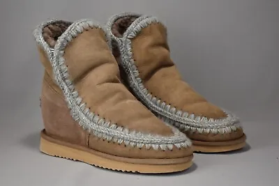 Mou Eskimo 18 Beige Suede Shearling Lined Boots Winter Size US 10 UK 8 EU 41 • $100