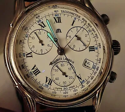 Maurice Lacroix Chronograph Tachymeter Men's Watch Model SP1057 Rare Box/Papers • £650