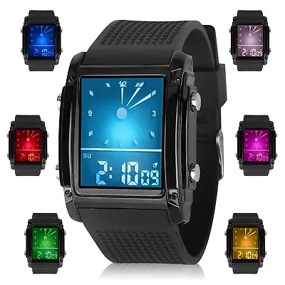 Waterproof Men's Digital Army Military Sport Quartz Analog Chrono Calendar Watch • $12.98