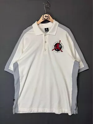 Vintage Air Jordan Flight Club Polo Shirt Mens Large White Short Sleeves Sports • $24.63