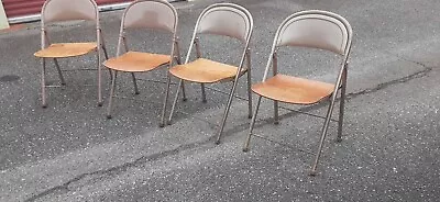 4 Mid Century Modern American Theater Seats Metal/ Curved Plywood Folding Chair  • $399