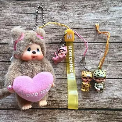 Sanrio Monchichi Mascot Key Chain Plush Toy Heart Animal Pattern • $58