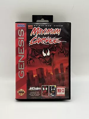 Spider-Man And Venom: Maximum Carnage (Sega Genesis 1994) Red Cartridge Tested! • $50