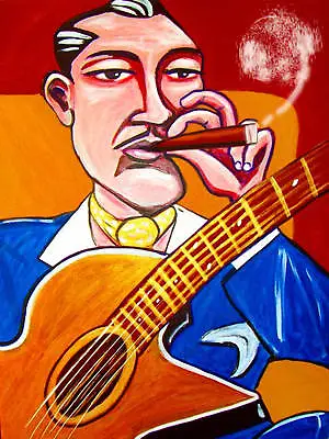 DJANGO REINHARDT CIGAR PRINT Poster Gypsy Jazz Selmer Maccaferri Guitar Cd   • $109.99