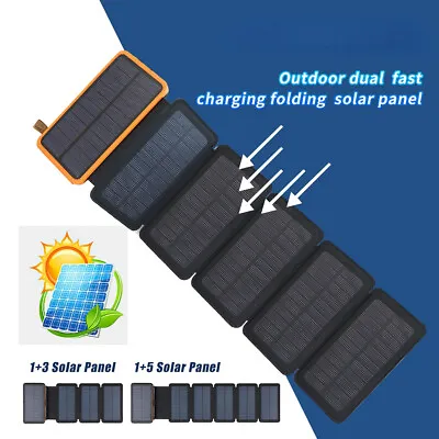 $35.88 • Buy Solar Power Bank 46800mAh 6 Panel Portable Charger External Battery & Flashlight