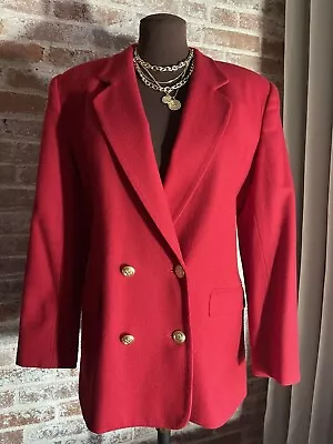 VTG Private Concepts Classic Red Blazer Jacket Long Sleeve 100% Wool Buttons 10 • $39