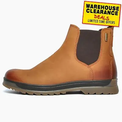 Cotswold Winchcombe WATERPROOF Mens Fashion Casual Chelsea Leather Boots Tan • £29.99