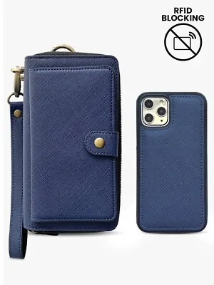 IPhone 11 Pro Max Mahalo Ultimate Wristlet Phone Case Wallet RFID Magnetic Blue • £33.77