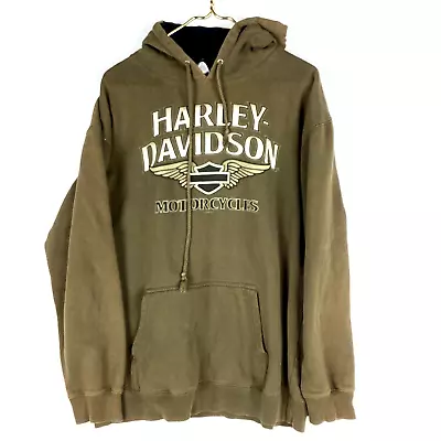 Vintage Harley Davidson Sweatshirt Hoodie Size Large Green Y2K 2008 Motorcycles • $44.99