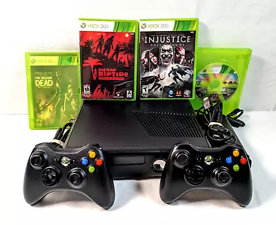 Xbox 360 1439 S Console With 250GB HDD 2 OEM Controllers & Video Games Bundle • $80