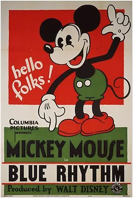 Disney Mickey Mouse Vintage Movie Poster Blue Rhythm 1931 • $10.99