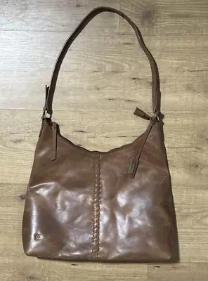 Born Leather Brown Shoulder Bag Purse Tote W/ Bag Charm Large • $55