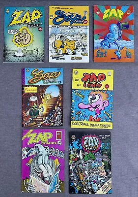 $160 • Buy Lot Of 7 Vintage ZAP Comix 2nd , 3rd & 4th Printing R. CRUMB Underground Comics
