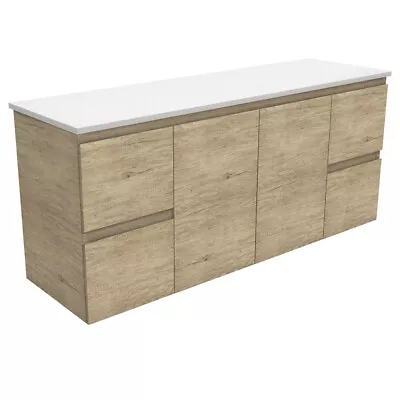 Fienza Bathroom Vanity 1500 Cabinet Wall Hung Cupboard Edge Scandi Oak 150S • $798