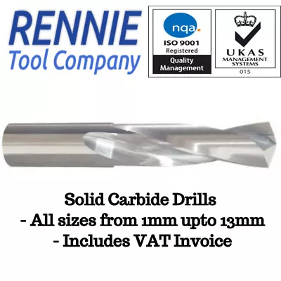 Solid Carbide Stub Drills - All Sizes - Jobber Drill Bit - Stub Length • £4.19