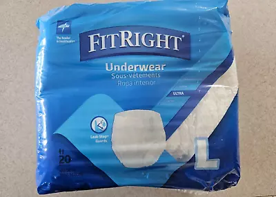 New FitRight Underwear Adult Diapers Briefs 20Ct Size L Large 40 To 56 In FIt • $17.29