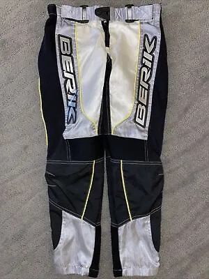 BERIK Motocross Bike Pants Youth Kids Size 24 USA Black Grey White RARE • $31.19