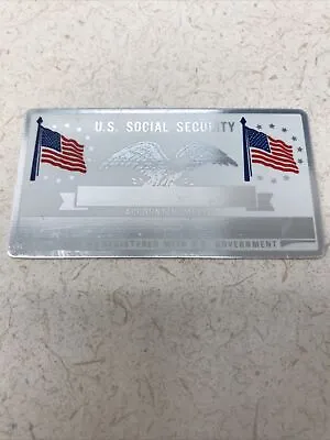 New VINTAGE METAL SOCIAL SECURITY CARD 50s-60s USA Silver Eagle Flag Small • $5.91