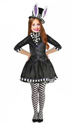 £19.99 • Buy Girls Kids Mad Hatter Alice 4 Piece Fairytale Halloween Fancy Dress Costume