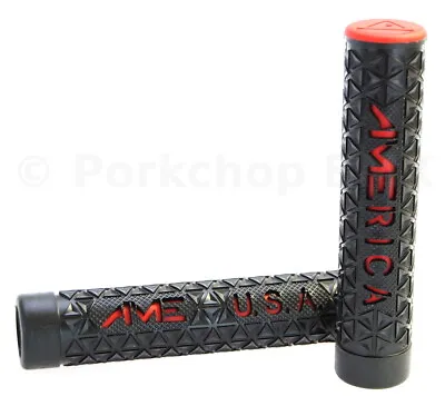 AME BMX MTB Flangeless Bicycle Grips - ZYGO - Black Outer / Red Inner • $16.99