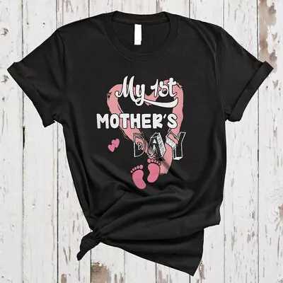 My 1st Mother's Day Funny Pregnancy Announcement Heart Shape Family Mom T-Shirt • $14.36