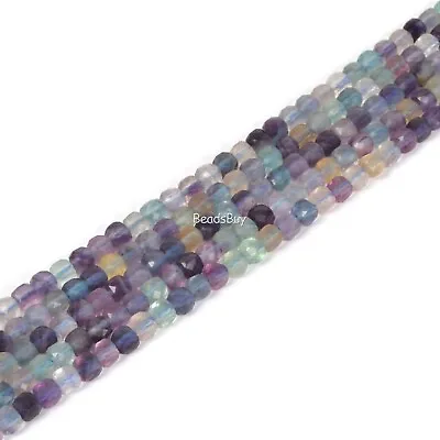 4mm Faceted Gemstone Cube Square Loose Beads DIY Jewelry Making Strand 15.5-16  • £11.99