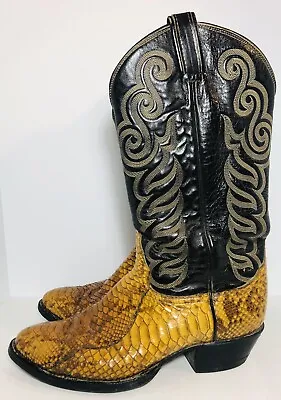 Tony Lama Snakeskin Leather Cowboy Boots 8 D Made In USA • $99