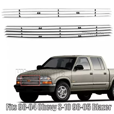 Chrome Grill Fit 1998-2004 Chevy S-10 1998-2005 Blazer Upper Front Billet Grille • $47.83