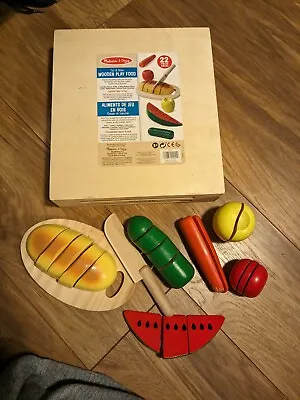 Melissa And Doug -Cut & Slice Wooden Play Food Set. Used. 1 Piece Missing.  • £12.99