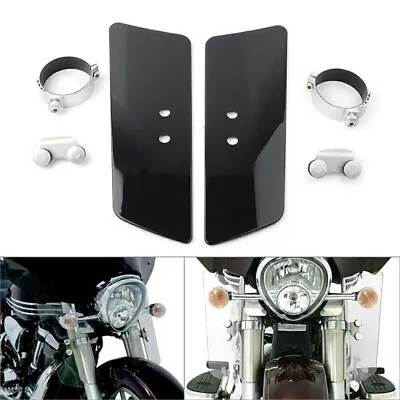 Front Wind Fork Air Deflector Motorcycle For Honda Kawasaki Yamaha MEM5804 Black • $53.68