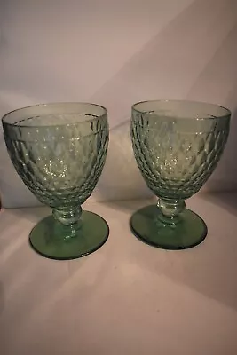 Two Villeroy & Boch Crystal Boston Goblets – Green - NWT • $40.50