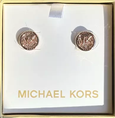 Nwt Michael Kors 14k Rose Gold-plated Crystal Pave' Round Earrings Msrp $95.00 • $49.95