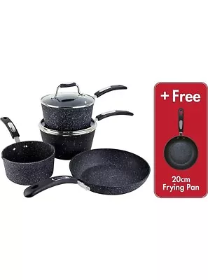 Scoville Neverstick Black 5 Piece Pan Set Saucepans Frying Pans & Milk Pan • £44.50