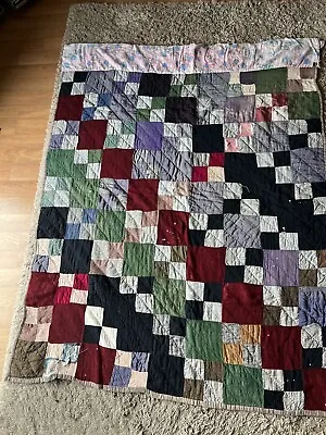 Vintage Wool Handmade Quilt Approx 71” X 56” • $35